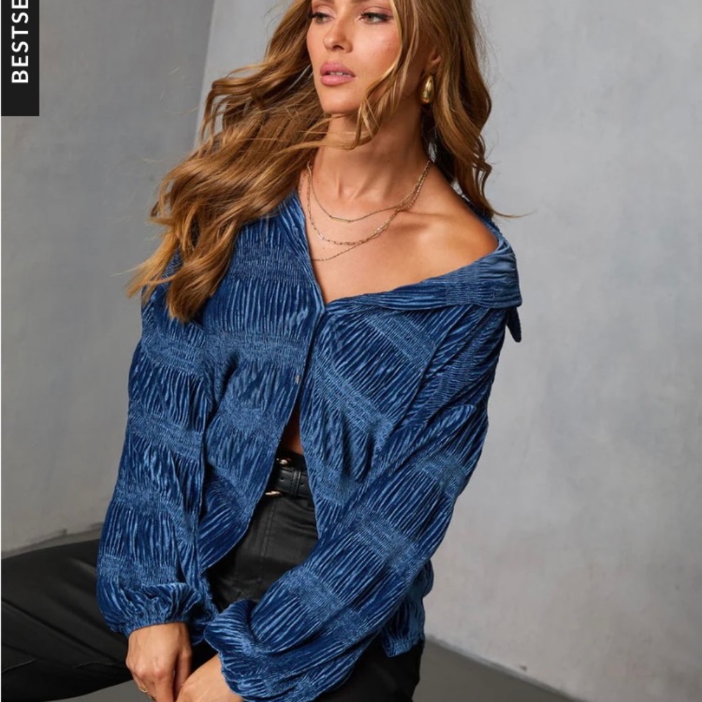 Bette Textured Velvet Button Down
